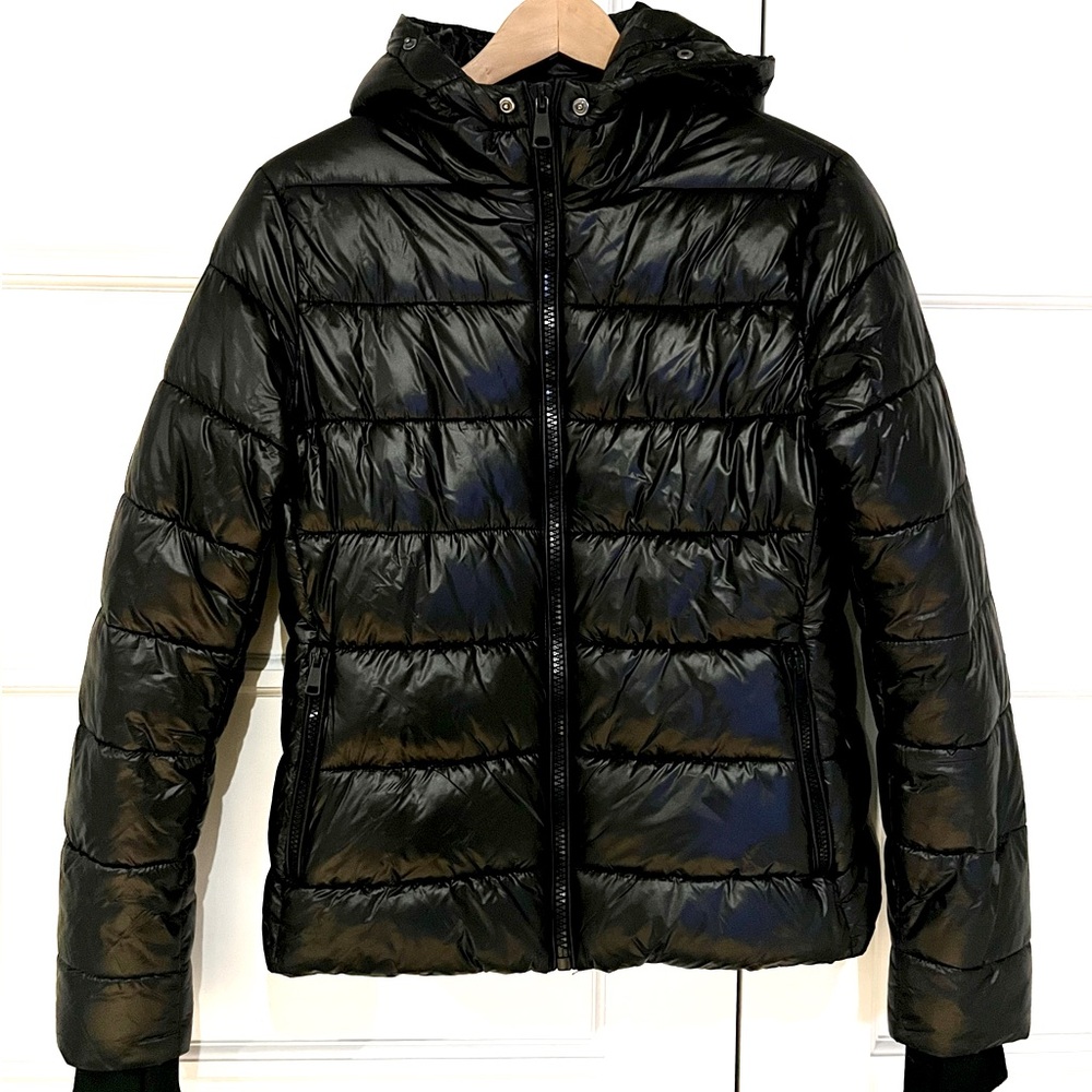 ZARA shiny black puffer jacket